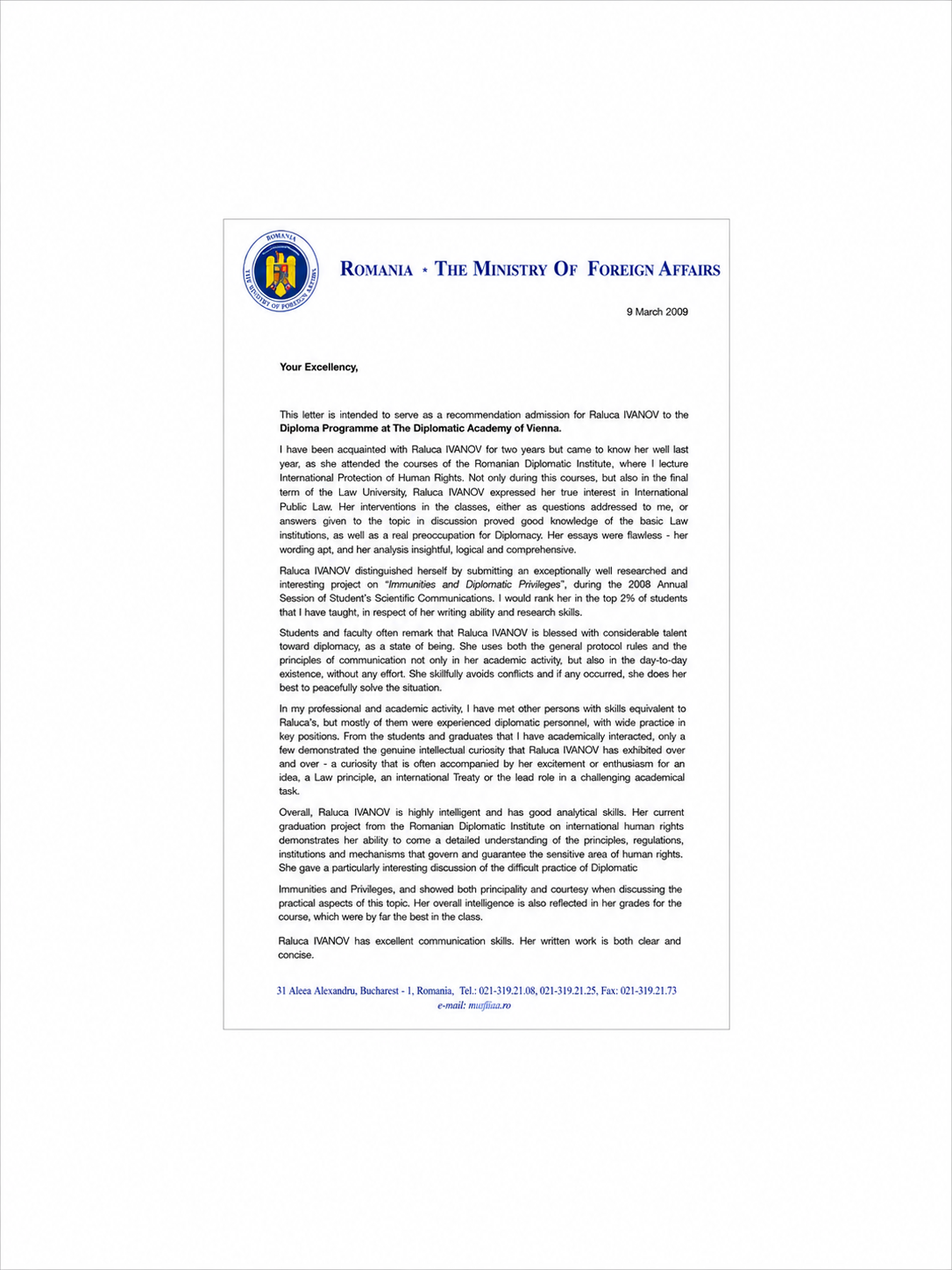 Recommendation - The Ministry of Foreigh Affairs